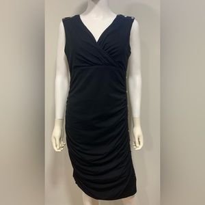 Cache Ruched Sheath Dress Sleeveless Midi Formal Event Party Cocktail Womens LG